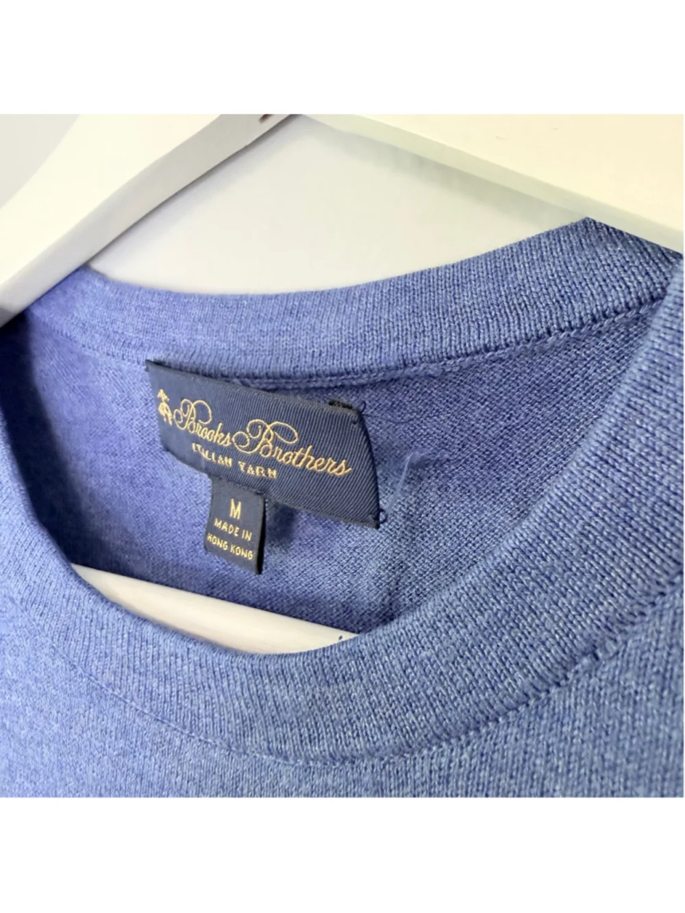 Brooks Brothers Italian Yarn Crewneck Silk Cotton Sweater Mens M Blue Colorblock